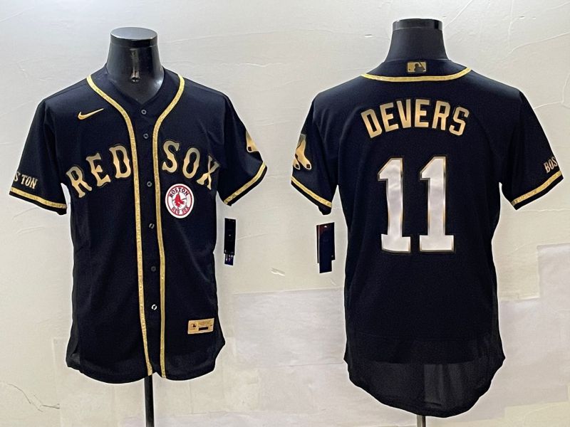 Men Boston Red Sox #11 Devers Black Gold three generations Elite 2025 Nike MLB Jersey style 1->boston red sox->MLB Jersey